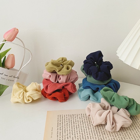 Dây Buộc Tóc Scrunchies Gân Nổi Vintage Cute,  Không Đau Đầu, Vải Mềm Mịn, Sang Trọng Hàng Taobao Loại 1