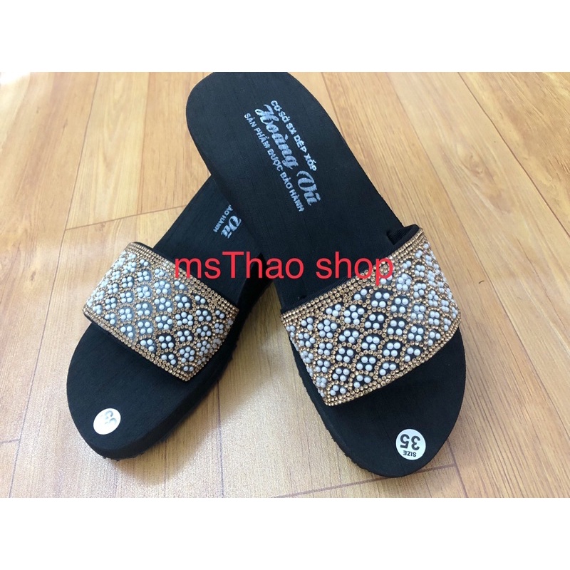 Dép quai ngang nữ đính đá cao 5 phân N5.01