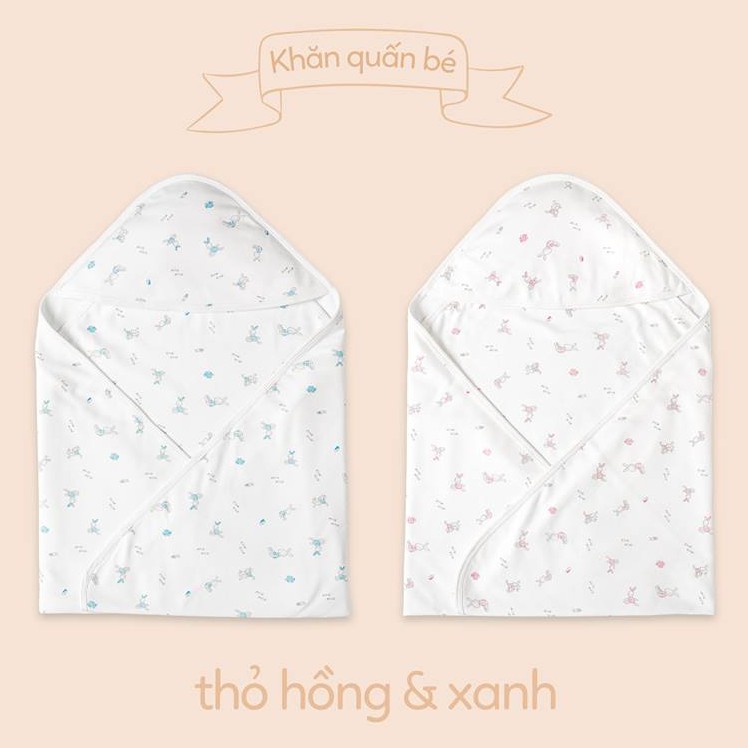 Tấm quấn sơ sinh Miomio 100% cotton 1 lớp, 2 lớp