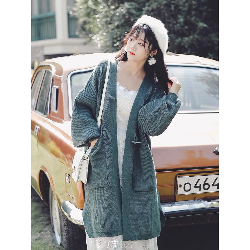 𝗺𝗶𝗲 𝘀𝘁𝘂𝗱𝗶𝗼 - Cardigan len đan dáng dài xẻ tà cài khuy