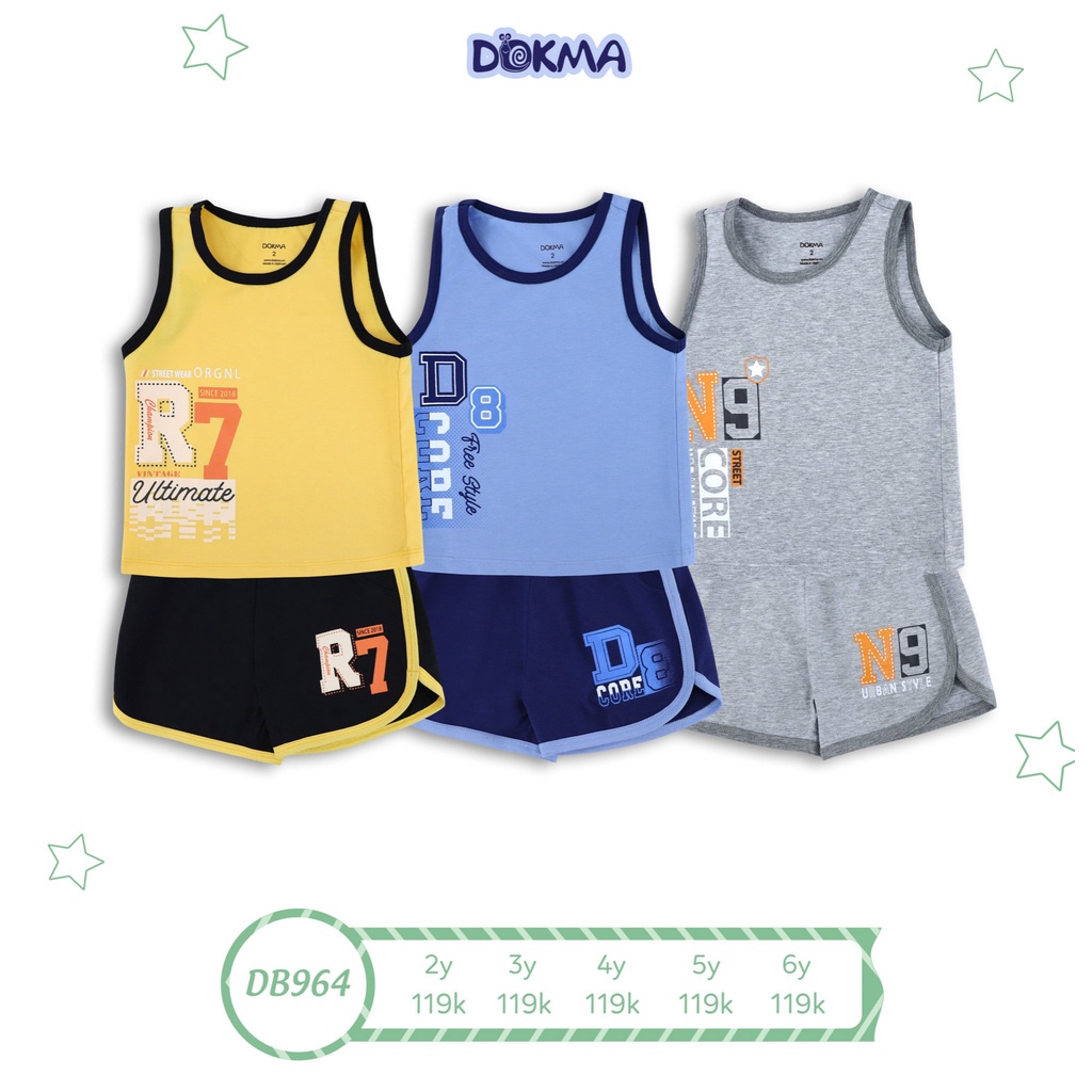 2-6Y Bộ ba lỗ bé trai Dokma DB964