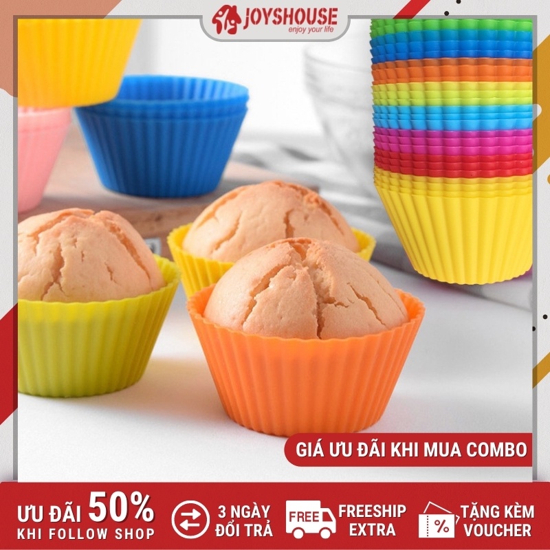 Khuôn silicon làm bánh tròn 7cm - Khuôn bánh bông lan, cupcake, muffin, rau câu