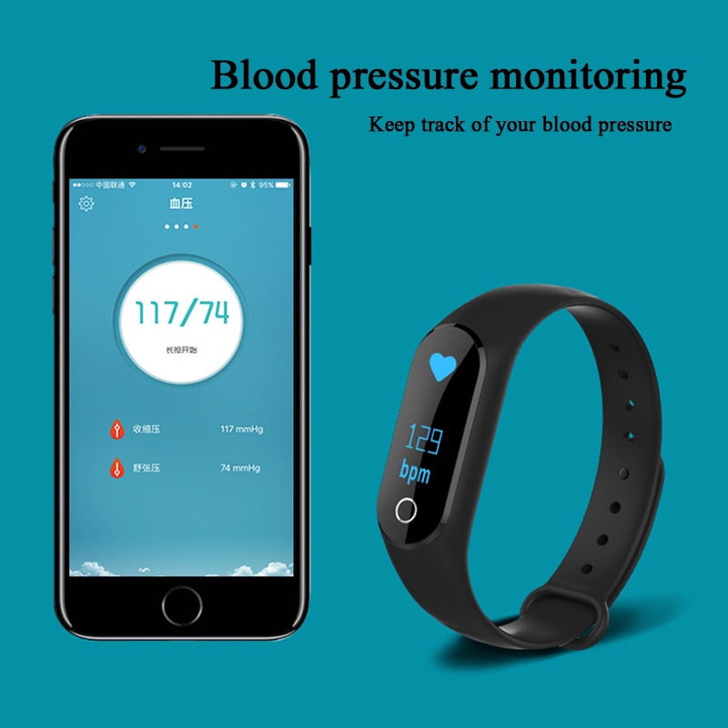 Vòng tay thông minh M2 kết nối bluetooth có chức năng đếm bước chân