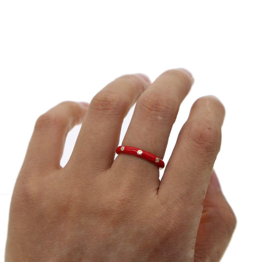 Nhẫn Tráng Men Hình Trái Tim Cổ Điển Ngọt NgàoTrang Sức Thời Trang