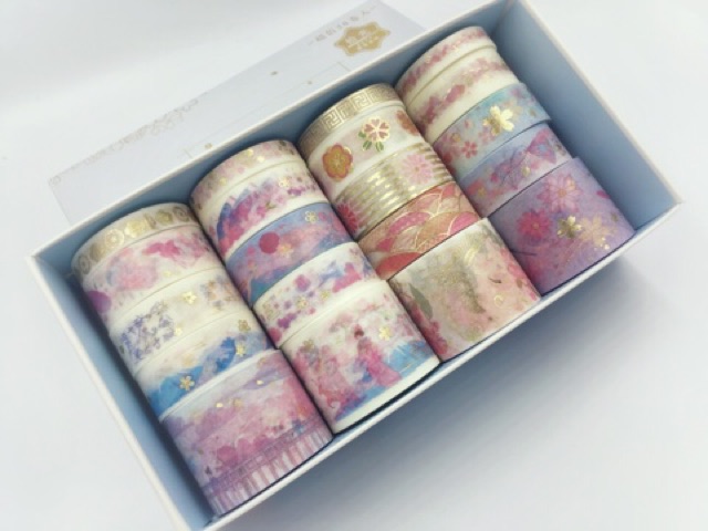 Washi set 20 cuộn họa tiết nhũ