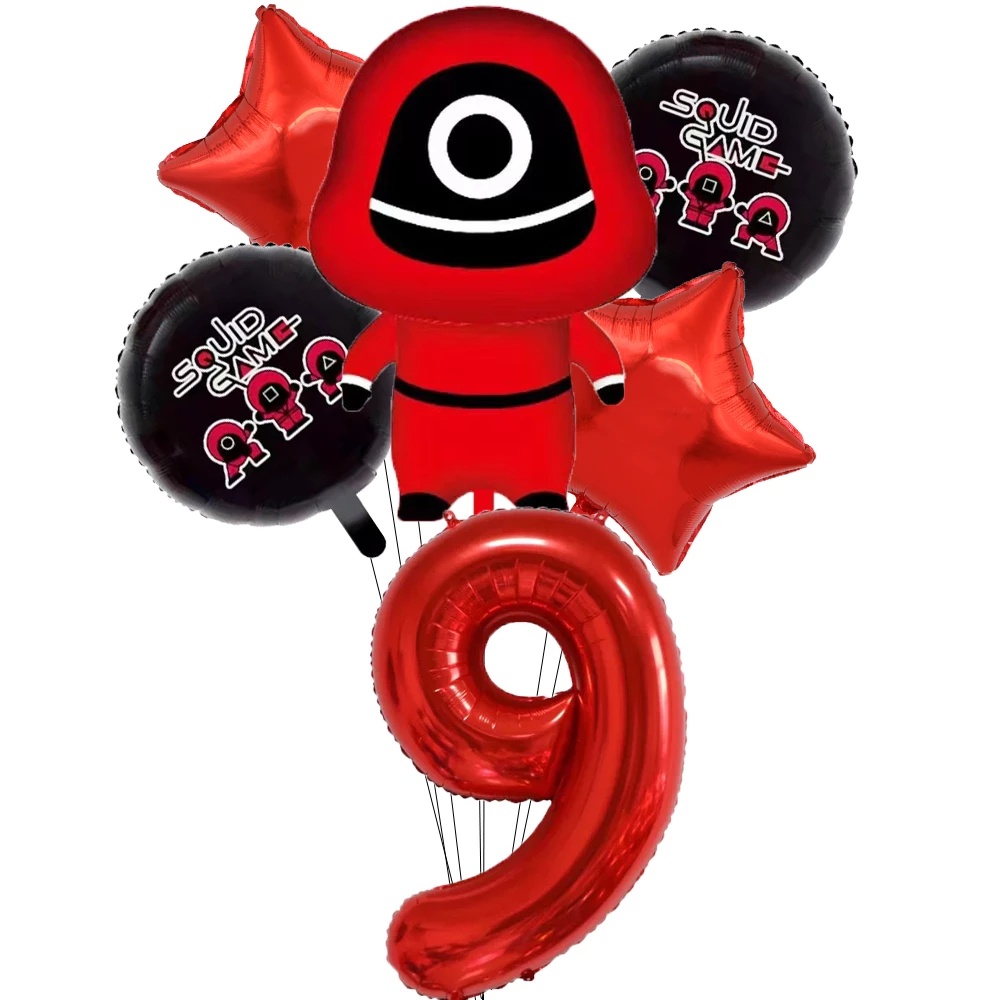 Set 6 bong bóng lá nhôm 32 inch hình con mực trang trí tiệc sinh nhật