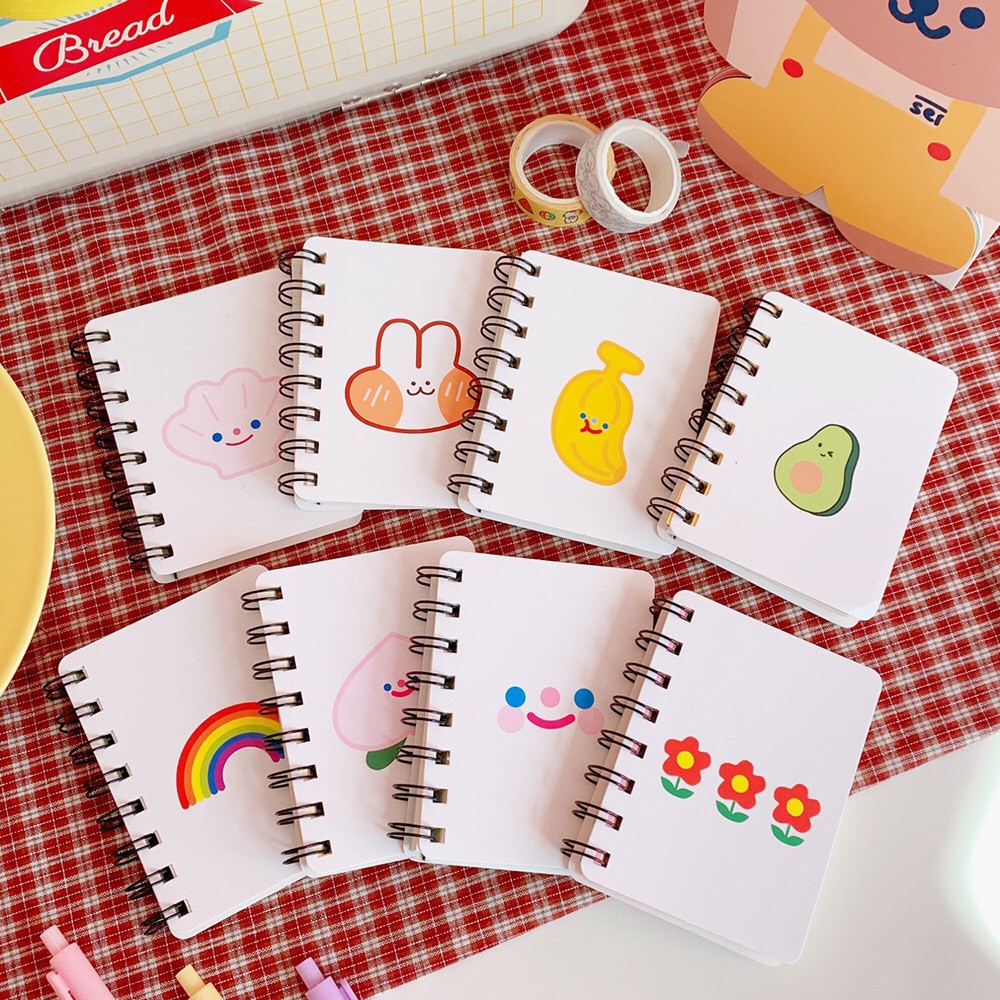 Sổ tay mini gáy xoắn nhiều mẫu dễ thương K06 Taro Stationery