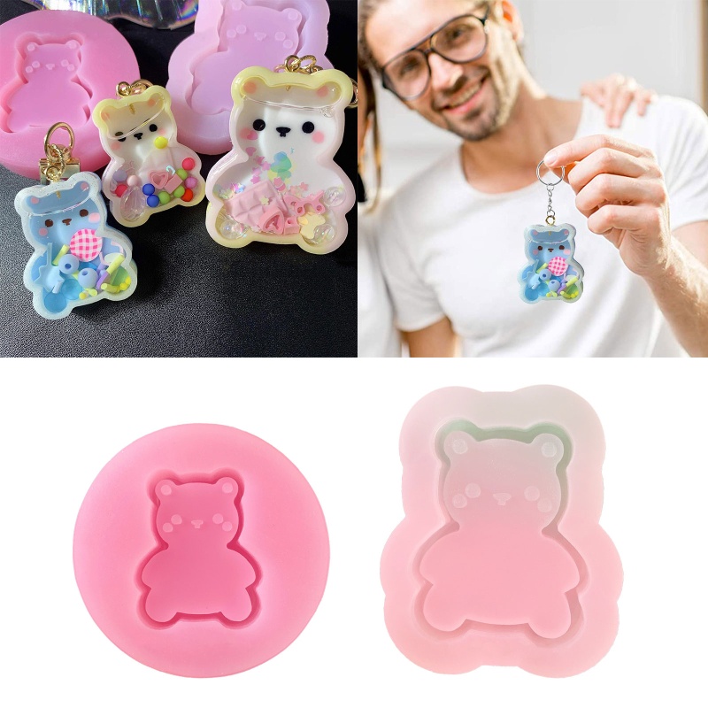 Khuôn Silicone Làm Móc Khóa Resin Hình Chú Gấu Nhỏ Xinh