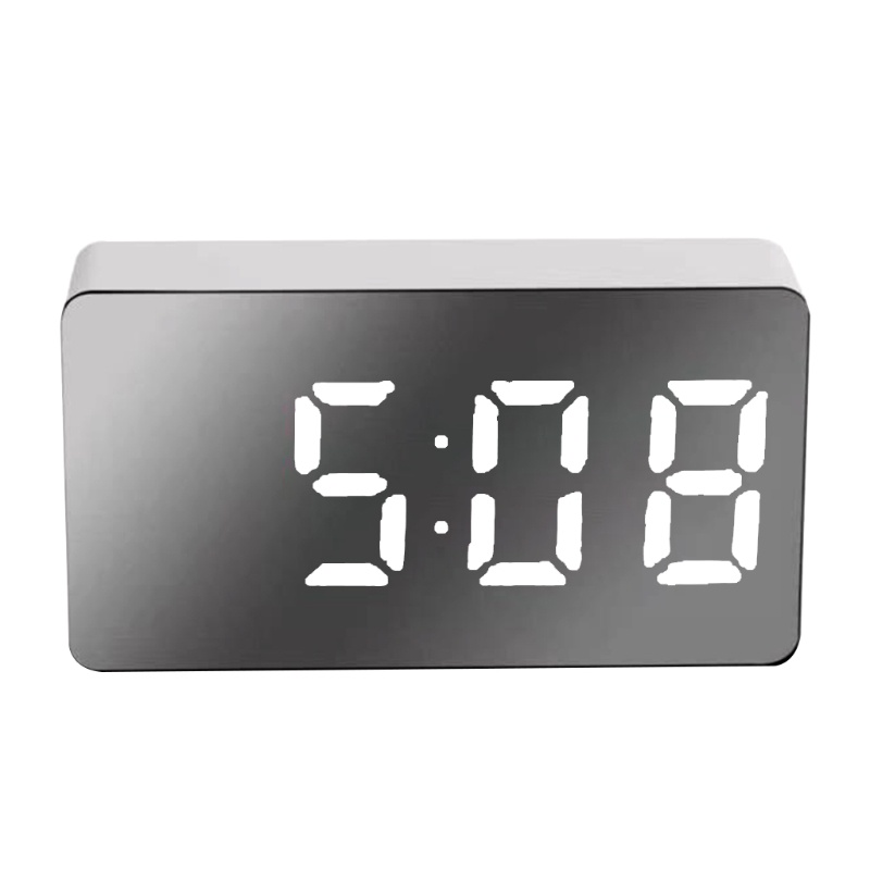 Đồng Hồ Báo Thức Kỹ Thuật Số Mini Màn Hình LED Mặt Gương Hiển Thị Nhiệt Độ Trong Ngày Giờ Cho Xe Hơi