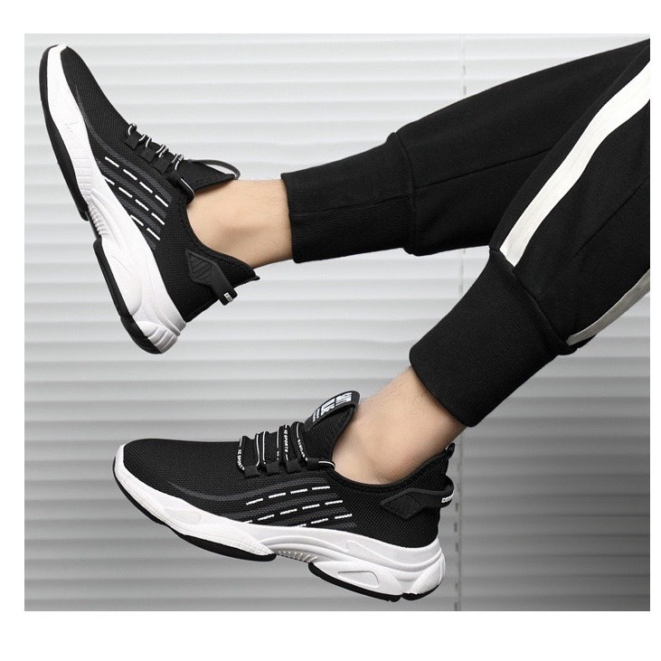 [Mã FAMAYMA2 giảm 10K đơn 50K] Giày nam thoáng khí Saytlea đen đế trắng kiểu dáng mới | BigBuy360 - bigbuy360.vn