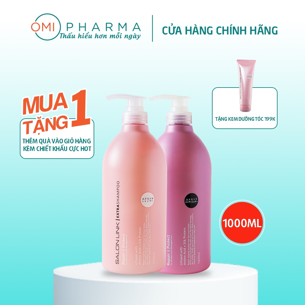 [Tặng Quà] Bộ Dầu Gội Xả Siêu Dưỡng Và Phục Hồi Tóc Salon Link Extra Nhật Bản (1000ml/Chai)