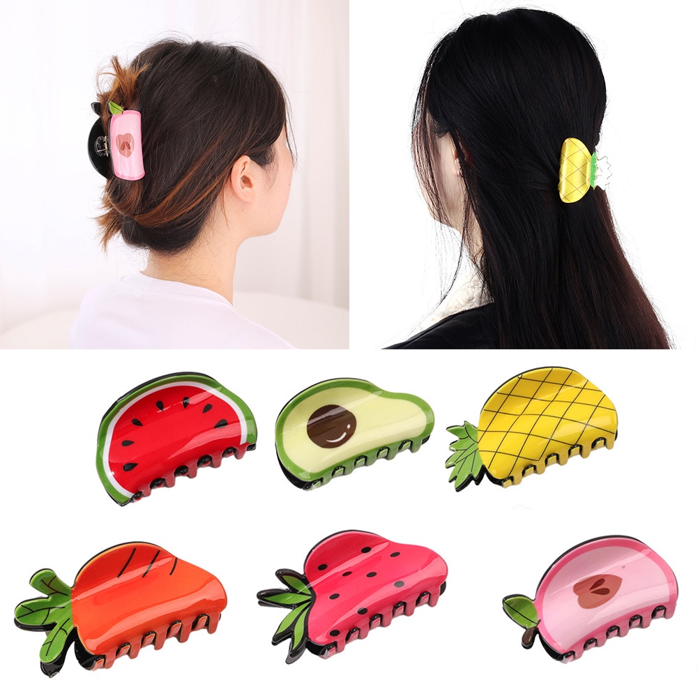 Kẹp Gắp Dưa Hấu/Cà Rốt/Trái Cây Hình Học Bằng Nhựa Thời Trang Sáng Tạo Dễ Phối Đồ