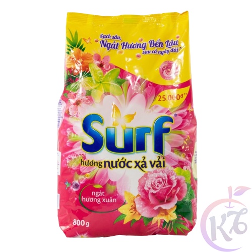 Bột giặt Surf bịch 800g hương nước xả vải ngát hương xuân - xà bông giặt đồ 800g tẩy sạch, đánh bay mọi vết bẩn cứng đầu