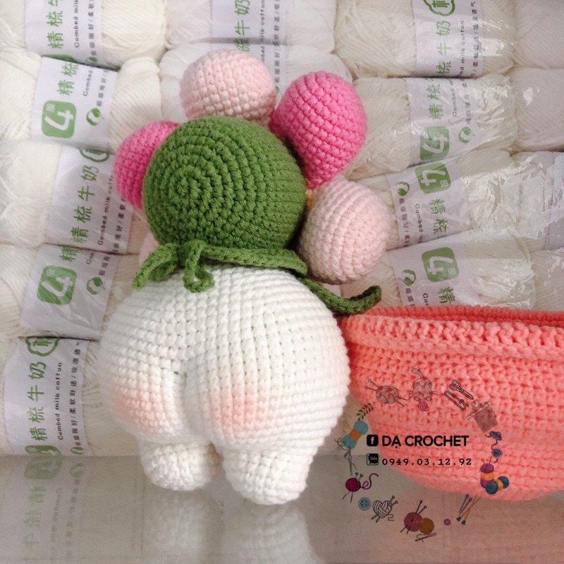 Bình Hoa Nhồi Bông Đáng Yêu Cho Bé - Thú Bông Len Handmade Đan Móc Thủ Công Bằng Tay