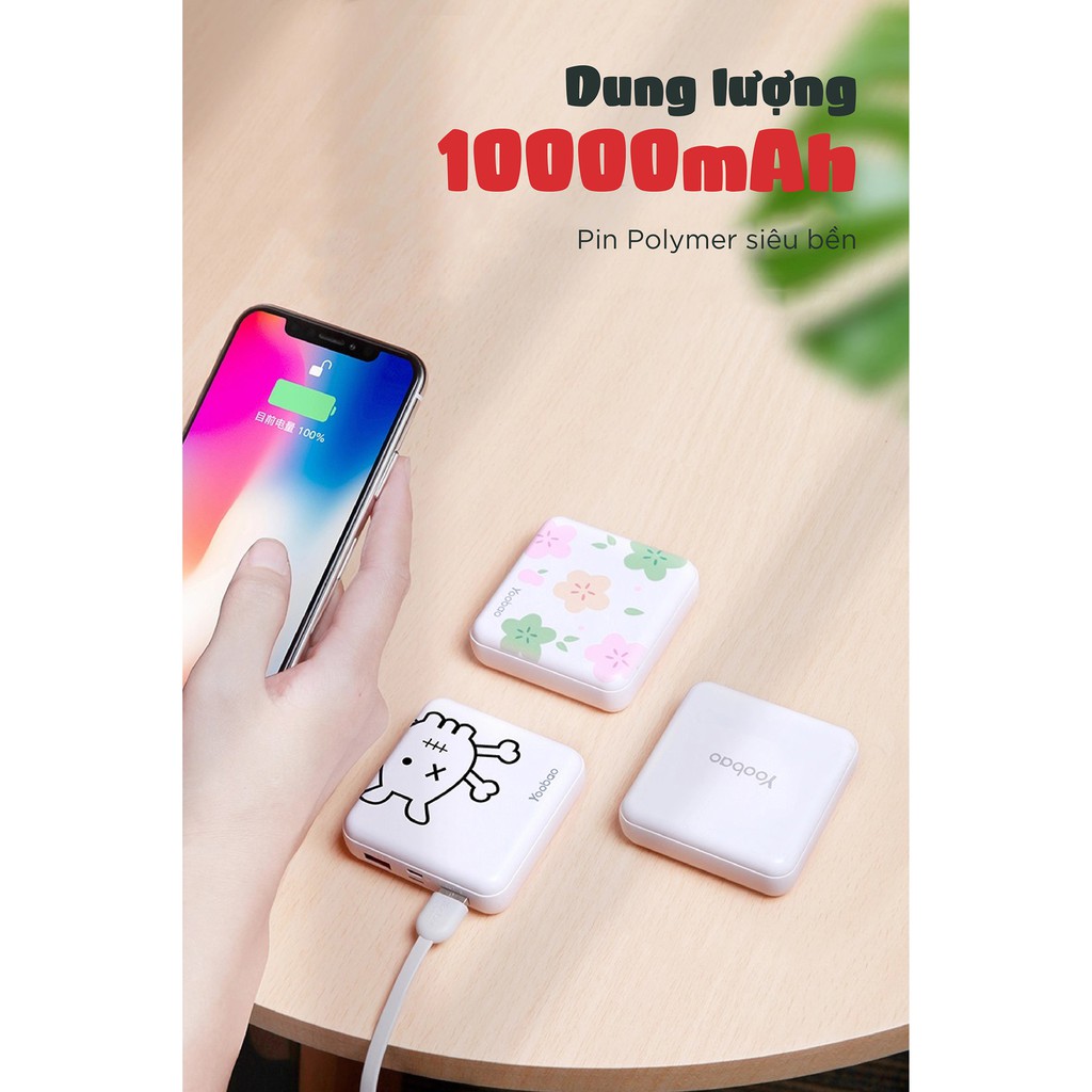 Sạc dự phòng mini dễ thương 10000mAh Yoobao M4 mini - Sạc đồng thời 2 cổng - Hàng phân phối chính hãng