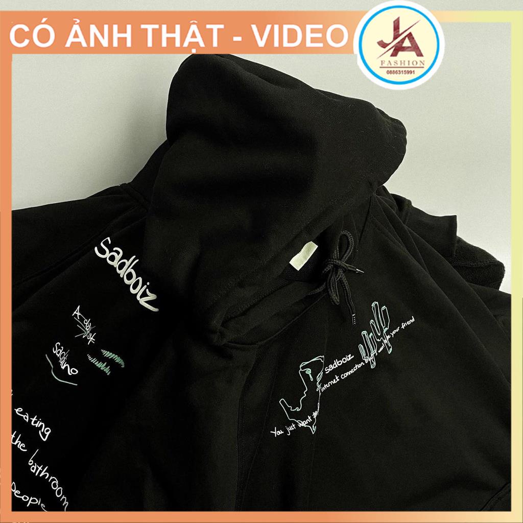 Áo hoodie sadboiz SADDINO form rộng unisex chất cotton ngoại lì mũ hai lớp JASHOP