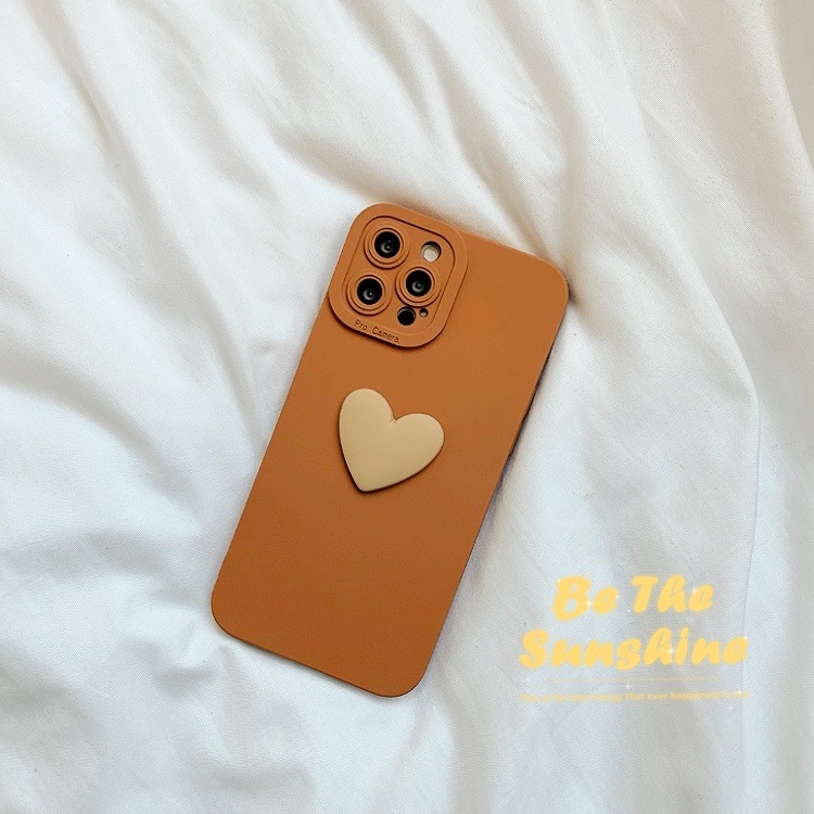 Ốp Điện Thoại Silicon Họa Tiết Trái Tim Ba Chiều Cho compatible for iphone 11 7plus 12Pro silicone