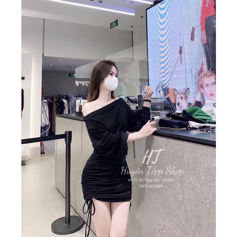Váy Body Trễ Vai Nhún Đầm Ôm Body Rút Dây Hai Bên Phong Cách Thời Trang Nữ | BigBuy360 - bigbuy360.vn