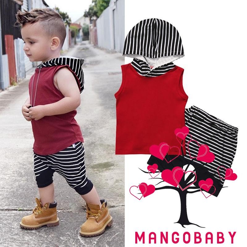 Bộ 2 Món Áo Hoodie Sát Nách + Quần Short Dễ Thương Cho Bé Trai