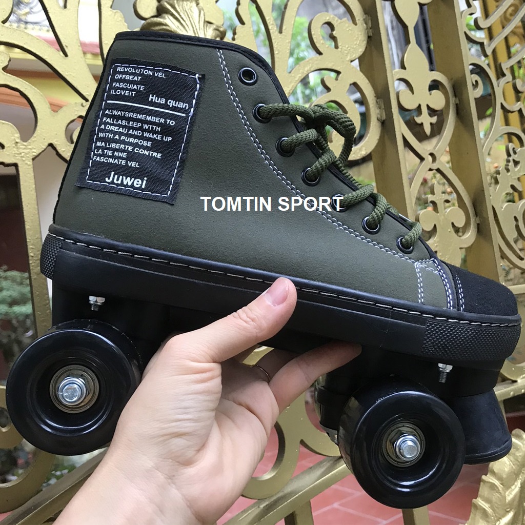 Giày patin 2 hàng bánh người lớn và thiếu niên đi được ngay không cần tập có size từ 37-44 Tomtin Sport