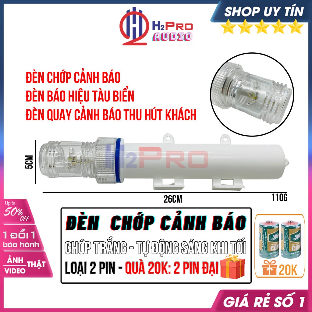 Đèn Chớp Cảnh Báo, Đèn Báo Hiệu Tàu Biển H2pro Nháy Trắng Hoặc Đỏ Cao Cấp, Thu Hút Khách Hàng (Tặng Pin Đại)-H2Pro Audio