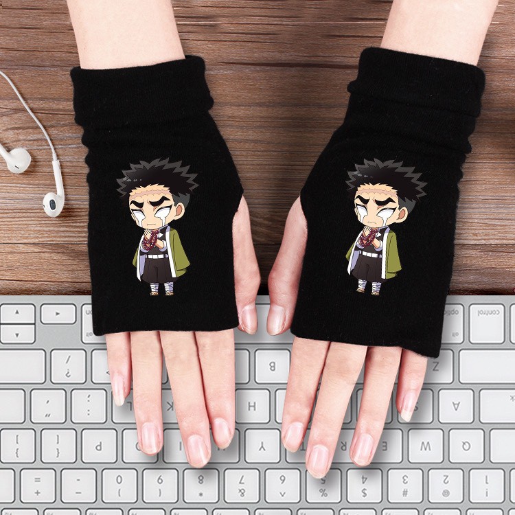 Găng tay len hở ngón in hình KIMETSU NO YAIBA THANH GƯƠM DIỆT QUỶ anime chibi thời trang