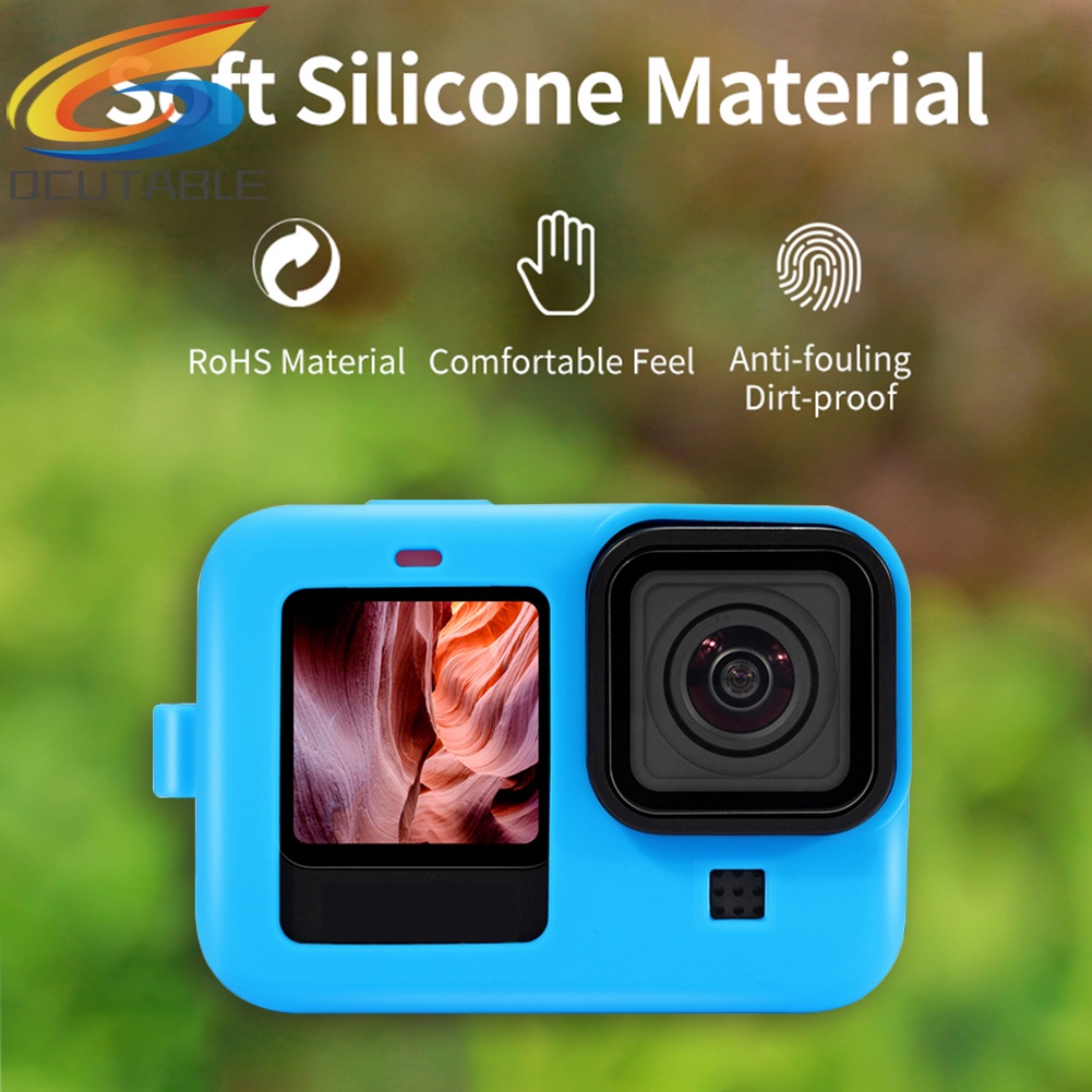 Vỏ silicone bảo vệ kèm nắp ống kính và dây đeo cho GoPro Hero 9