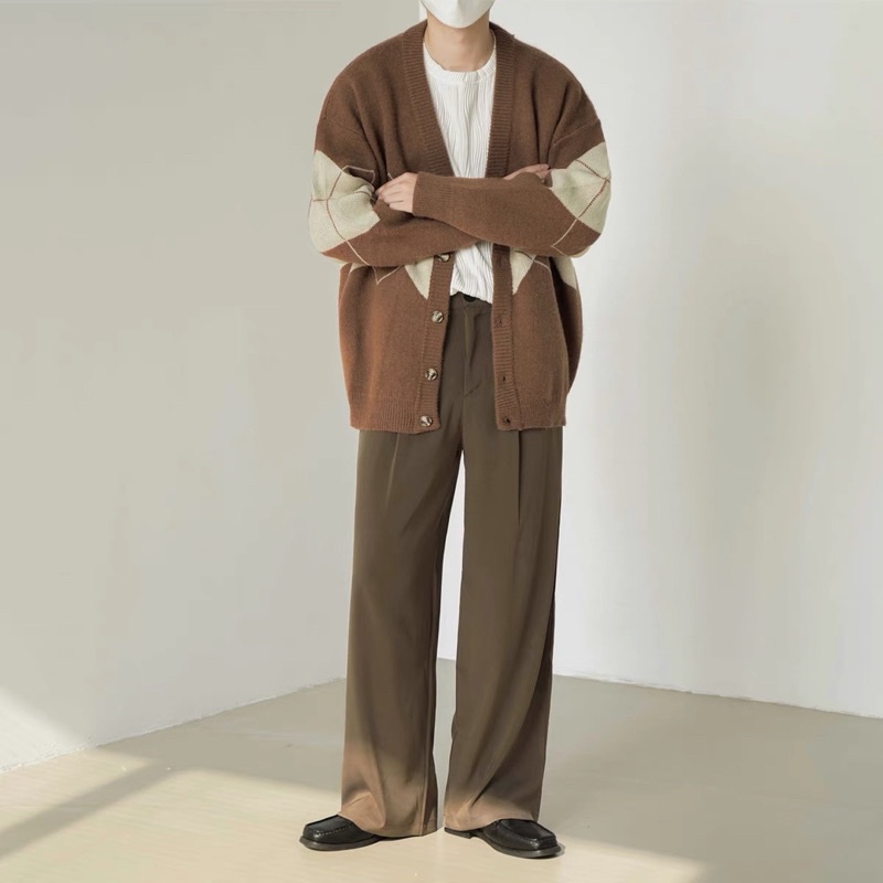 Áo len Cardigan cổ chữ V phiên bản Hàn Quốc, áo khoác len mùa đông len dài tay khoác lười rộng rãi giản dị