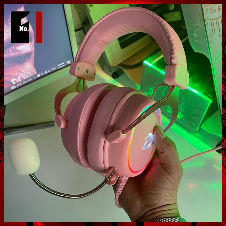Tai Nghe Nhạc Headphone Gaming Chụp Tai Có Dây DAREU EH925S Hồng Led RGB Tai Nghe Game Thủ Có Mic Máy Vi Tính Laptop Pc