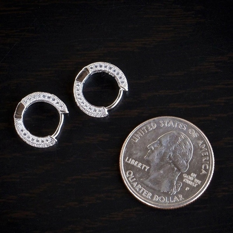 Hoa tai kim cương đầy đủ phóng đại hoa tai nữ khảm siêu nhỏ cao cấp zircon ins