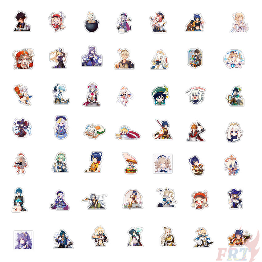 Set 100 miếng sticker Genshin Impact chống thấm nước trang trí DIY