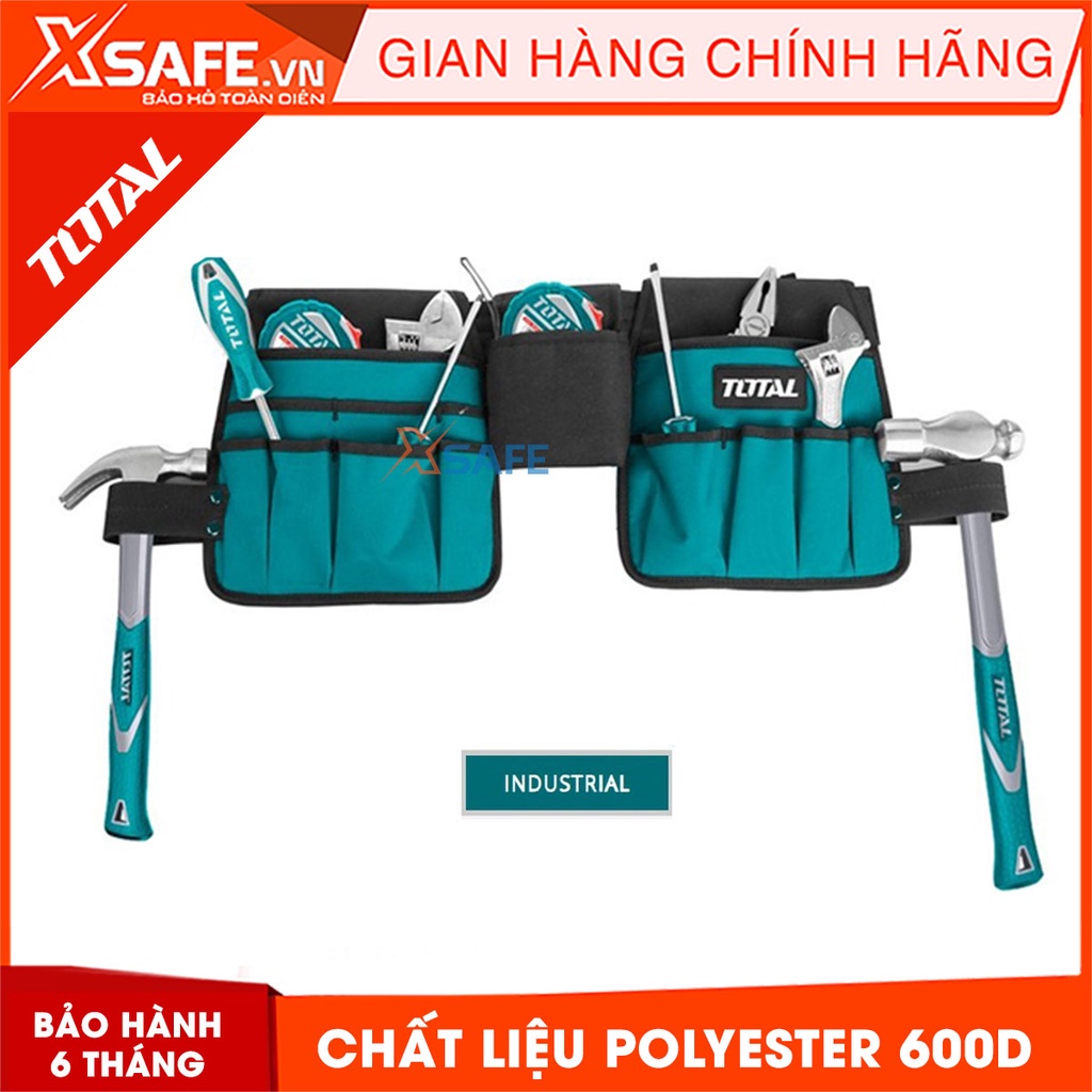 Túi đựng đồ nghề đeo lưng TOTAL THT16P2031 26x23cm Giỏ đựng dụng cụ phụ kiện polyester 600D khoá cài siêu bền chắc