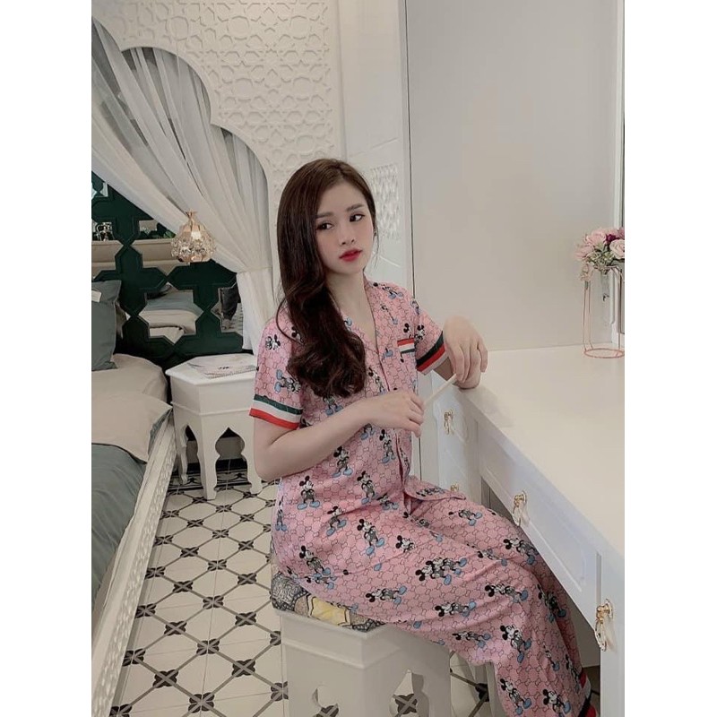 Bộ đồ satin tay ngắn quần dài sang chảnh