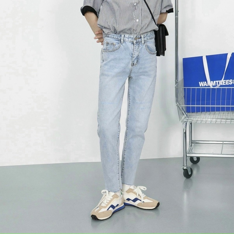 QUẦN JEANS SKINNY XANH TRƠN NHẠT CO DÃN FORM UNISEX NAM NỮ (kèm ảnh thật)