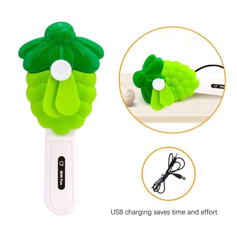 Mùa hè Mới Phim hoạt hình USB Có thể sạc lại cầm tay Mini Fan Trái cây Phong cách Quạt di động Sinh viên Quạt