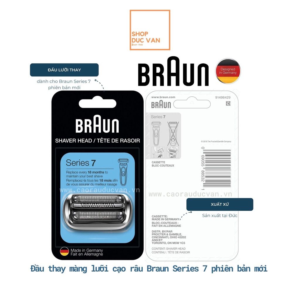 Đầu Thay Màng Lưỡi Máy Cạo Râu Braun Series 7 Phiên Bản Mới 7089cc 7085cc 7075cc 7071cc 7027cs 7025s 7020s Shop Đức Vân