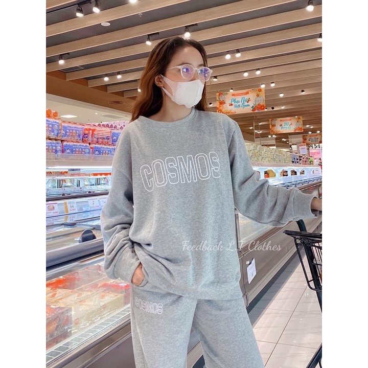 Set Nỉ Cosmos Unisex Chất đẹp 🌸 Bộ đồ quần jogger áo dài tay sweater form rộng nam nữ Ulzzang 🌸