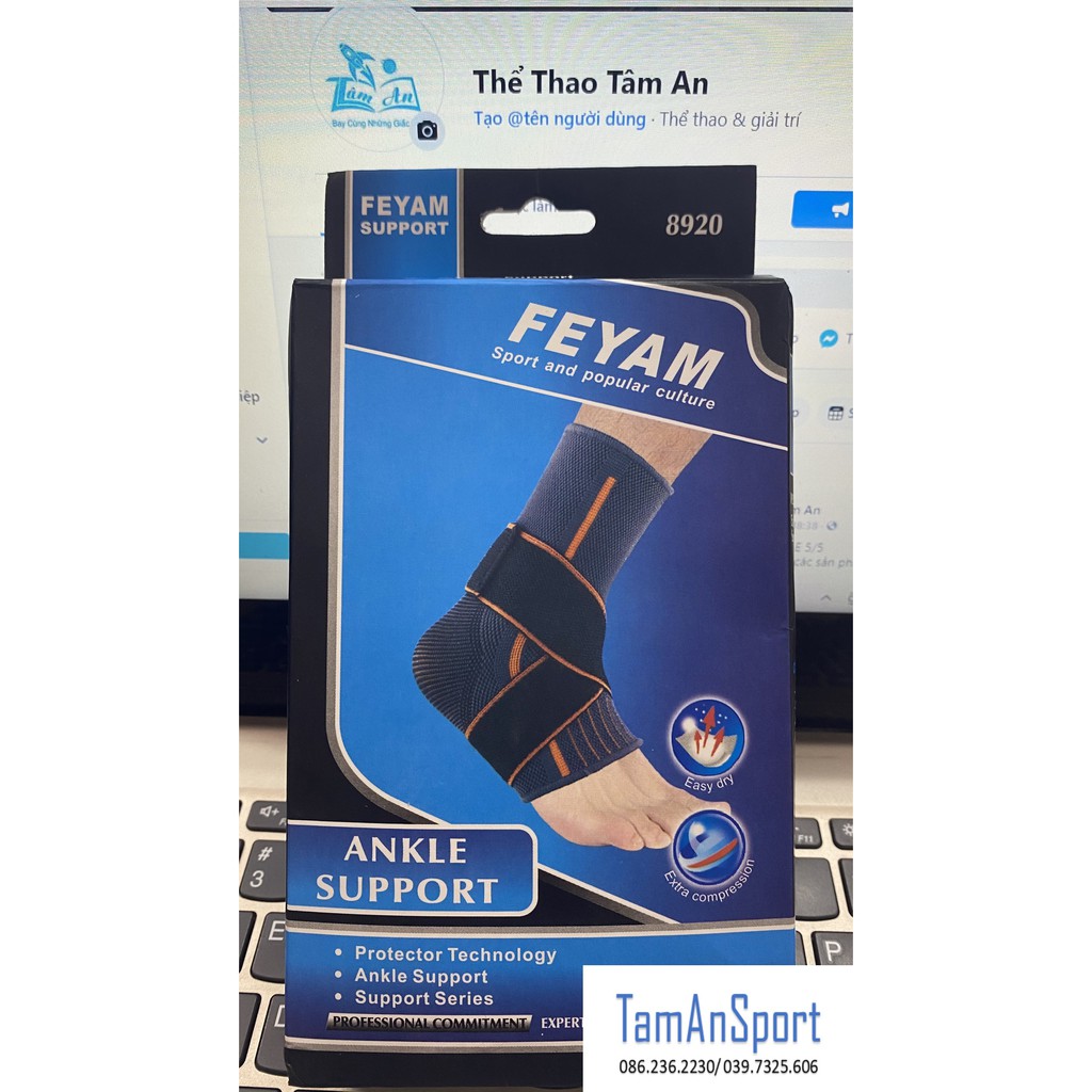 Bó vải chống lật cổ chân, mắt cá chân Feyam Ankle Support 8920, phục hồi sau chấn thương