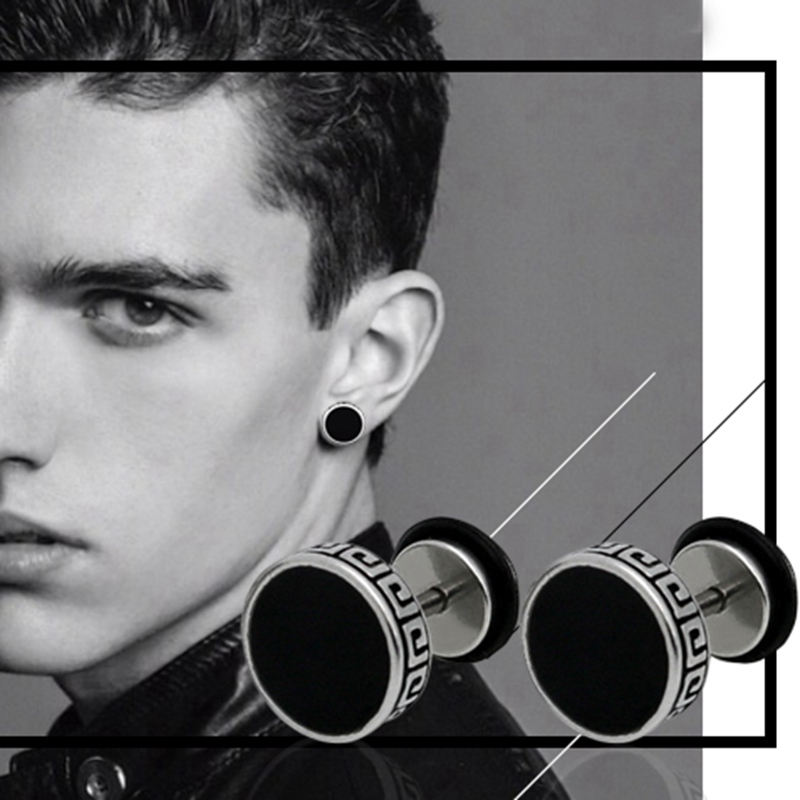 Khuyên Tai Titanium Mạ Vàng Phong Cách Punk Cá Tính Cho Nam