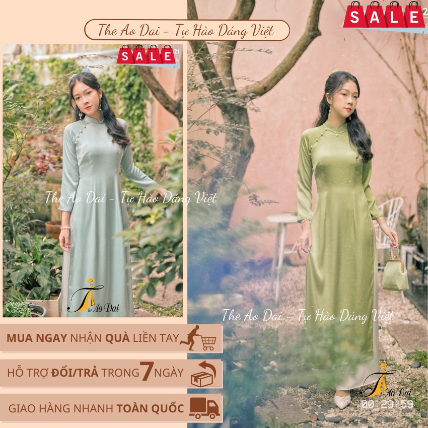 Áo dài lụa xinh 💥 CAO CẤP 💥 áo dài 2 tà truyền thống Việt Nam thiết kế độ dày vừa phải khi mặc rất thoải mái