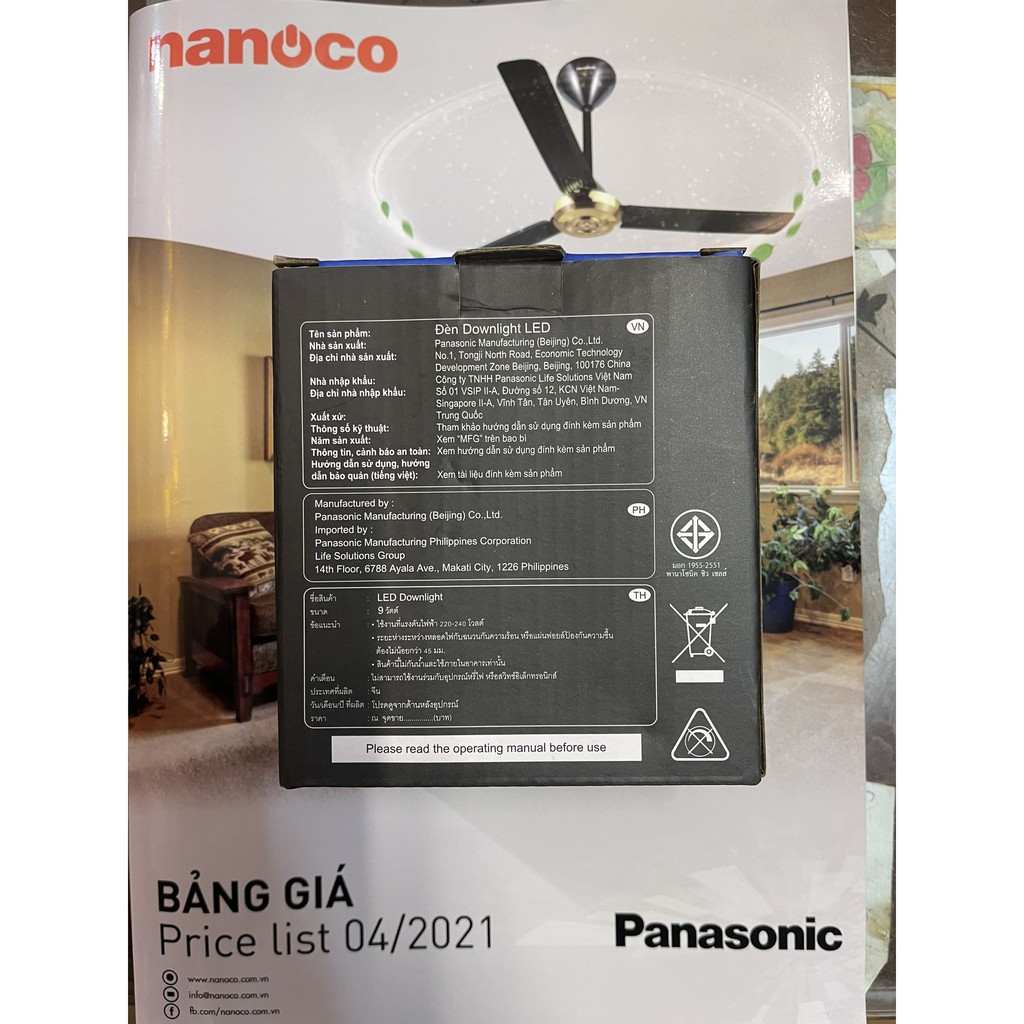 Đèn Led Âm Trần Panasonic Siêu Mỏng Vỏ Kim Loại 9w