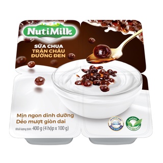  NutiMilk Lốc 4 Hộp Sữa chua Trân Châu Đường Đen L4.SCTDSP - Thương Hiệu NUTIFOOD 