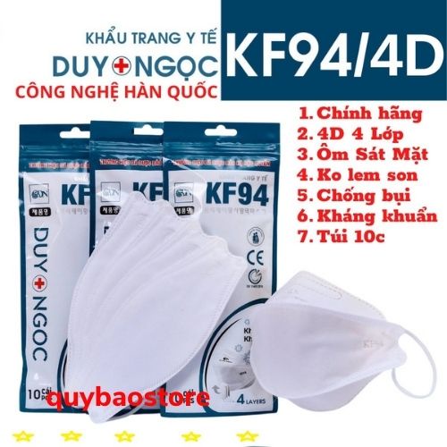 MÃ SRMA9785 giảm 50% - Khẩu trang y tế 4 lớp 4D KF94 Duy Ngọc hàng chính hãng 1 túi 10 chiếc