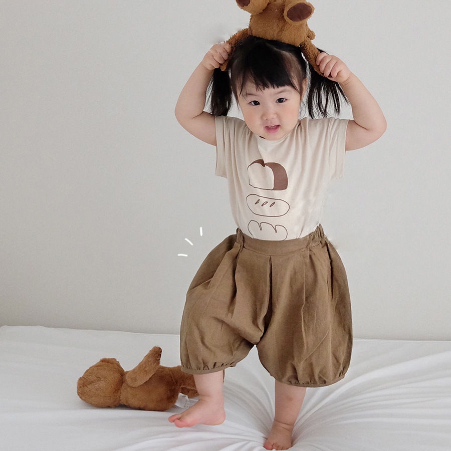 Set Áo Thun Tay Ngắn + Quần short Dáng Rộng Thiết Kế Đơn Giản Thời Trang Cho Bé