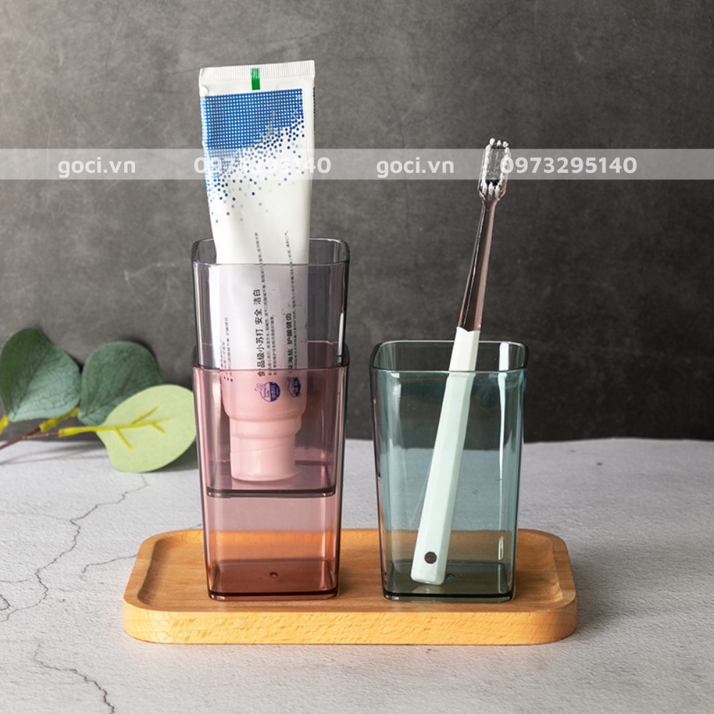 Cốc đựng bàn chải đánh răng chất liệu nhựa trong suốt đa năng chịu nhiệt phong cách bắc âu