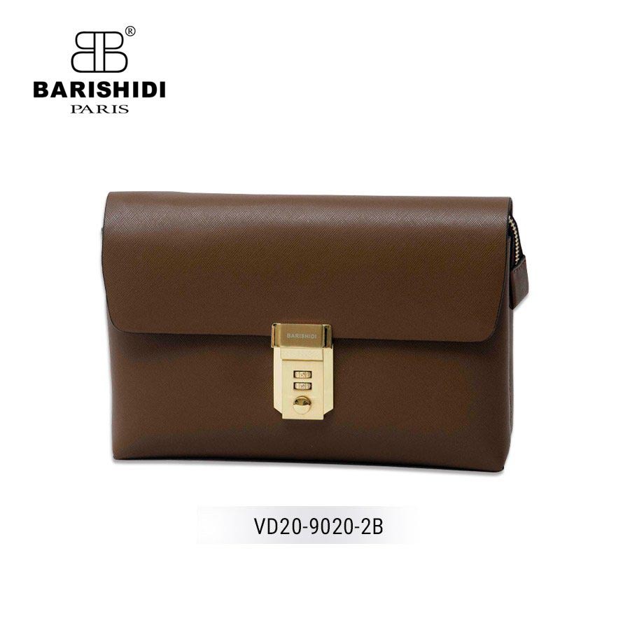 Clutch Cầm Tay Xẻ Đôi Vân Sáng Nâu - [VD20-9020-2B]
