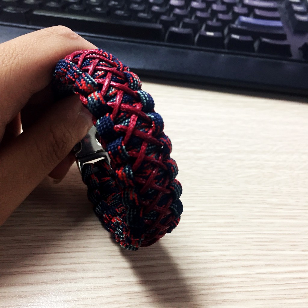 Vòng tay nam - paracord - có sẵn - vòng sinh tồn - đồ đi phượt - xanh blue mix minicord đỏ