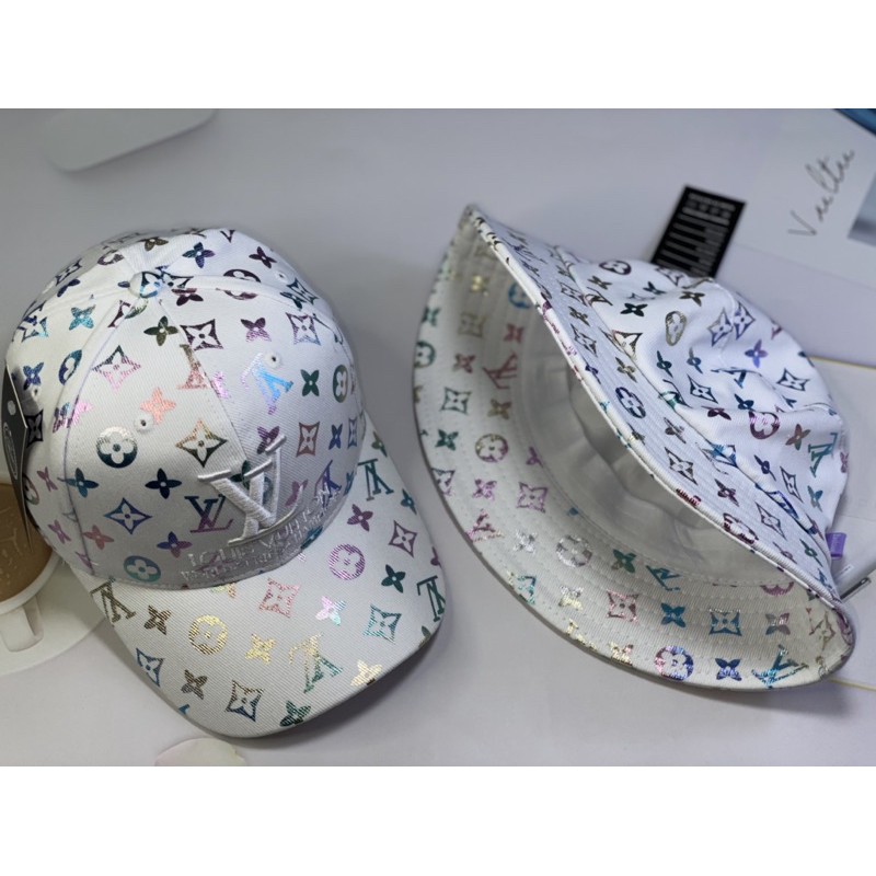 Combo Mũ/nón 1 cặp bucket + kết in kim tuyến cực đẹp