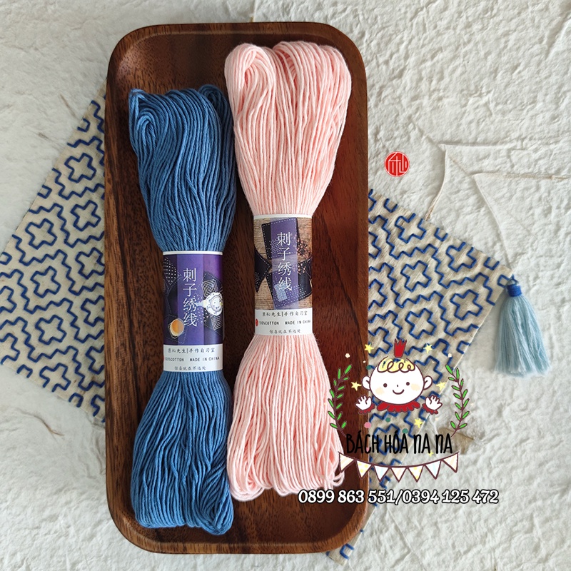 Chỉ Thêu SỢI BÔNG NHẬT BẢN Bó gồm 40 sợi Thêu tay trang trí, CHỈ CAO CẤP  Bách hóa Na na Handmade DIY Shop