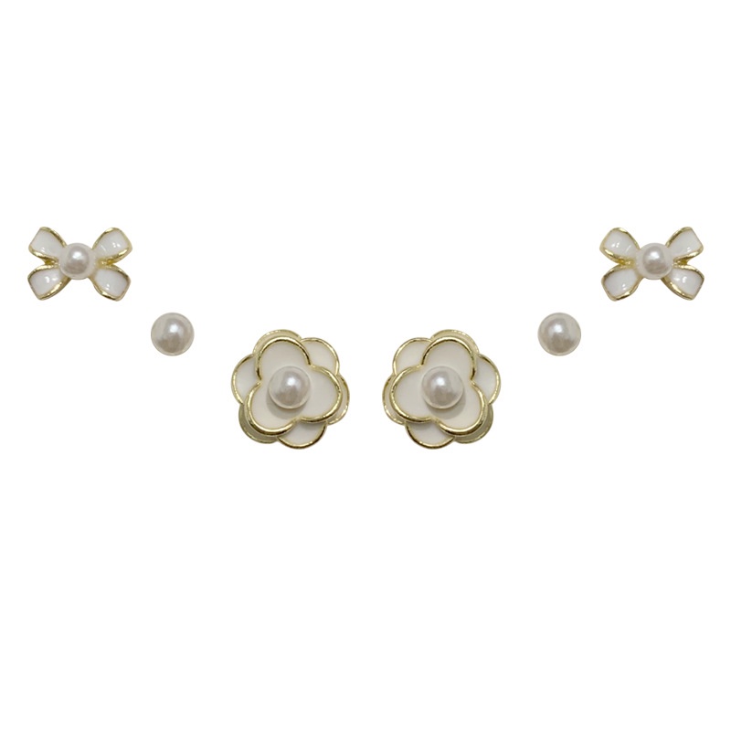 Bộ Khuyên Tai Đính Ngọc Trai Và Nơ Thời Trang Cho Nữ